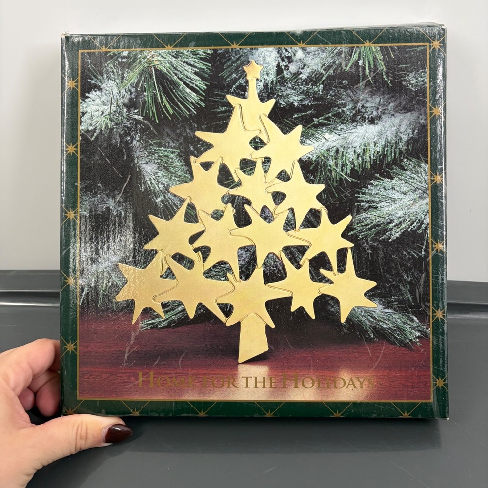 Vintage 1997 Home for the Holidays Gold Star Christmas Tree Trivet Kaufmanns Box